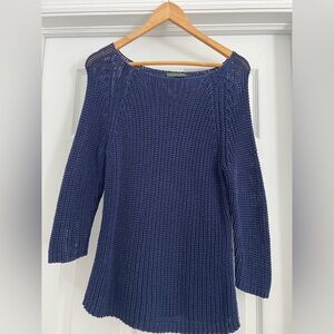 Lauren Ralph Lauren small navy cotton knit sweater NEW. Excellent condition.